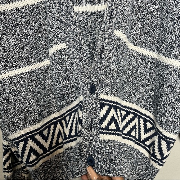 VTG Dockers Men Cardigan Sweater Large Preppy‎ Gray Stripe Southwestern Outdoor - Picture 8 of 8